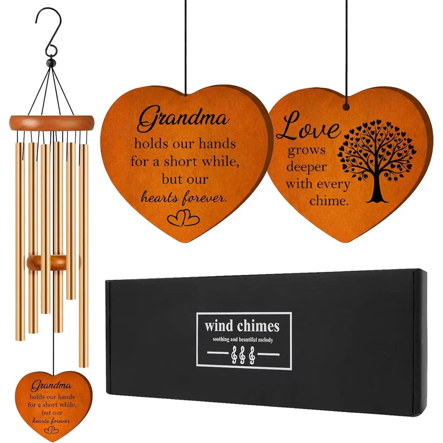 Gifts for Grandma, 25.5" Aluminum Wind Chimes for Outside with Heart Catcher, Grandma Birthday Gift from Grandchildren for Grandmother, Nana Gifts for Birthday, Christmas, Thanksgiving, Home Decor