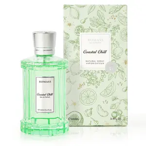 Romass Coastal Chill Eau de Parfum 3.4oz/100ml | Frosted Seafoam Green Bottle | Long-Lasting Refreshing Aquatic | Notes of Sea Salt, Sage, and Driftwood
