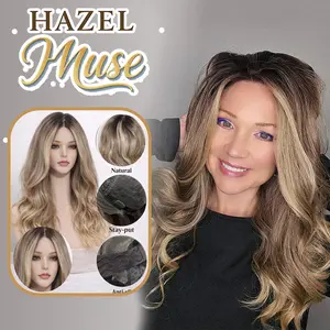 SUNNYMAY Japan Silk Premium  Series 「Hazel Muse」 13x4 Lace Front Synthetic Fiber  Nordic Style Hairline No Gel Design Low Density 120%lace front beard Valentine's Day gift glueless  deep wave  headband  chocolate brown   for women wig fashion
