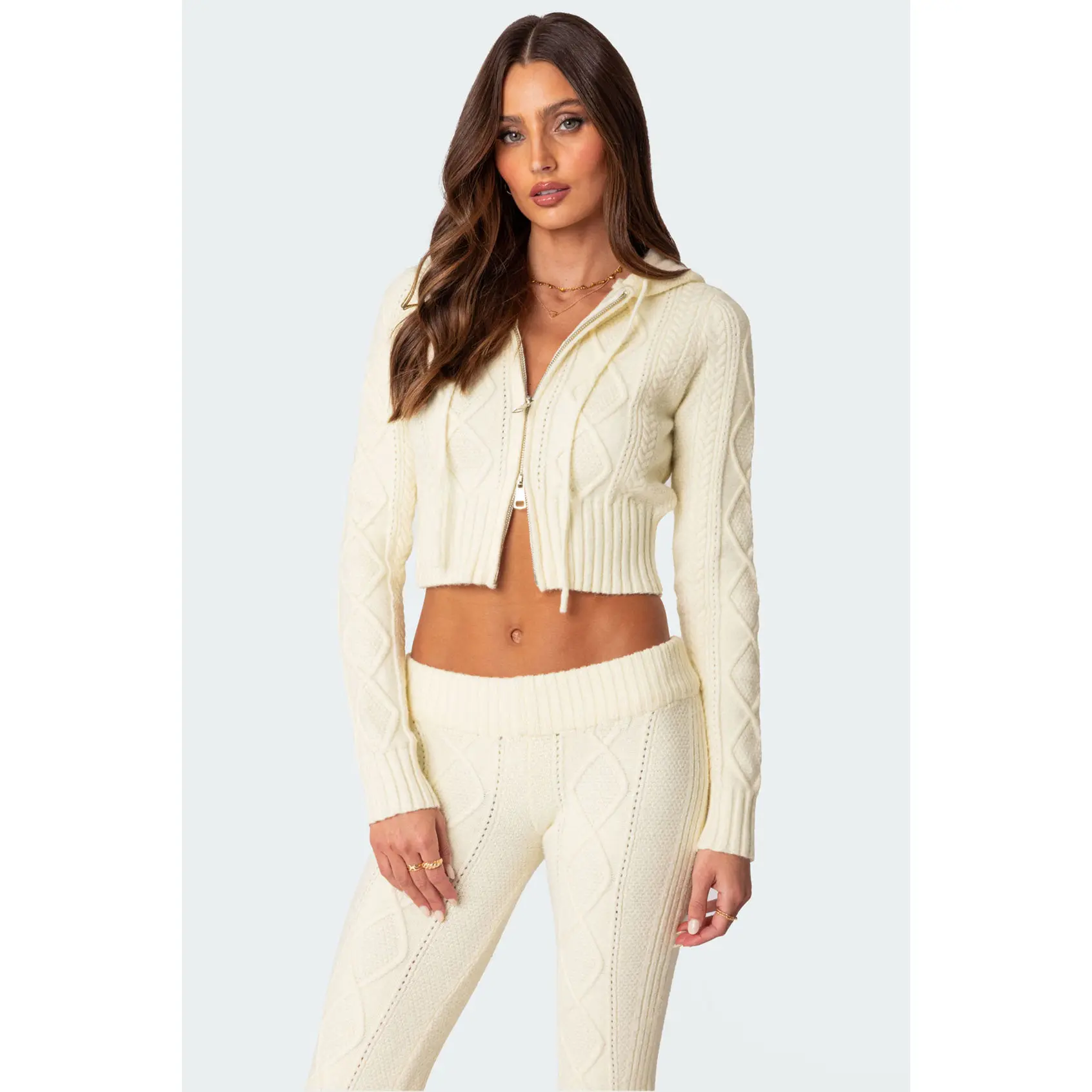 Ray Cable Knit Hooded Cardigan