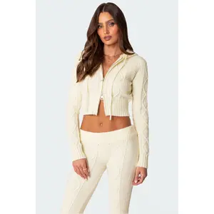 Ray Cable Knit Hooded Cardigan