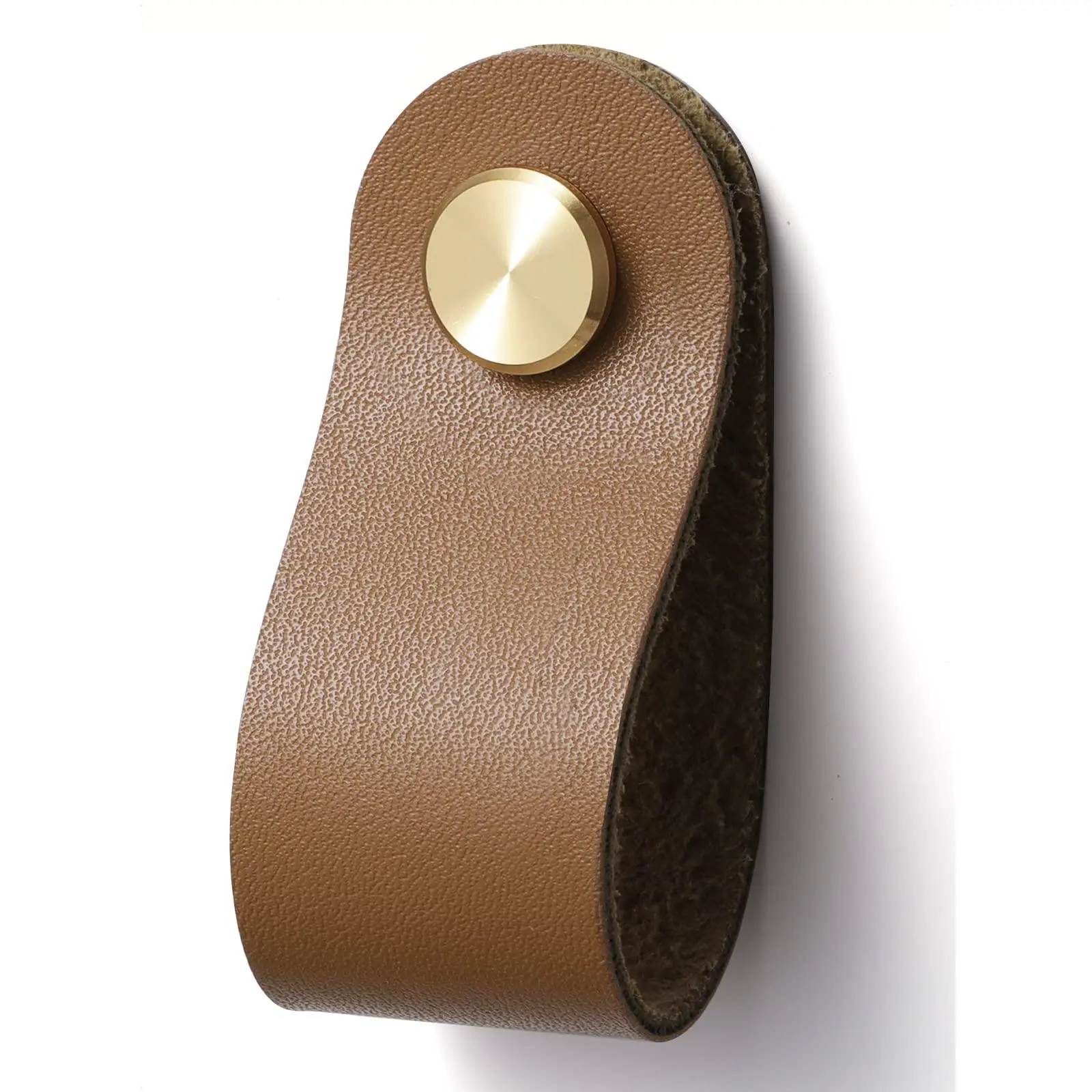 Brown Leather Drawer Pulls 2 Pack Handles Cabinet knobs for Kitchen Drawers Bathroom Dressers