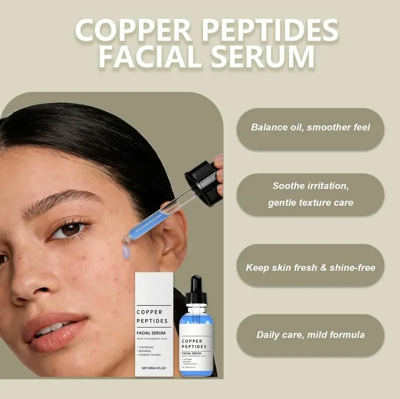 GHK-Cu Copper Peptide Serum with Hyaluronic Acid | Anti-Aging Facial Serum, Deep Moisturizing & Nourishing, Firming & Wrinkle Smoothing | Fragrance-Free | 30ml Daily Face Serum for All Skin Types | Men & Women, Cruelty-Free, Vegan Skincare