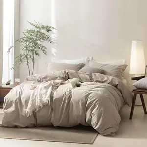 Linen Soft Duvet Cover Set - California King Size (104in x 98in), 100% Washed Linen, Machine Washable, 2 Pillowcases, Closure, Oeko-Tex Standard 100 Certified, Natural and Fresh Bedding