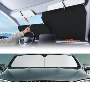 Car Privacy Shades Retractable Sun Visor & Multi-Function Bracket Shield Maximum UV Blockage Windshield Heat Reduction Adjustable Design Uv Protective Sunshade
