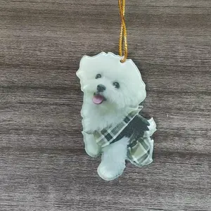 1pc Cute acrylic puppy car interior accessory decorations are the perfect choice for Christmas trees, couple gifts, home and backpack decorations, Car Trinkets, Car Ornament
