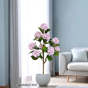 120cm Artificial Hydrangea Tree Faux flowers Plant Lifelike Artificial Flower Indoor Outdoor Fake plants for home party wedding room Decoration halloween Fake Blossom Plants