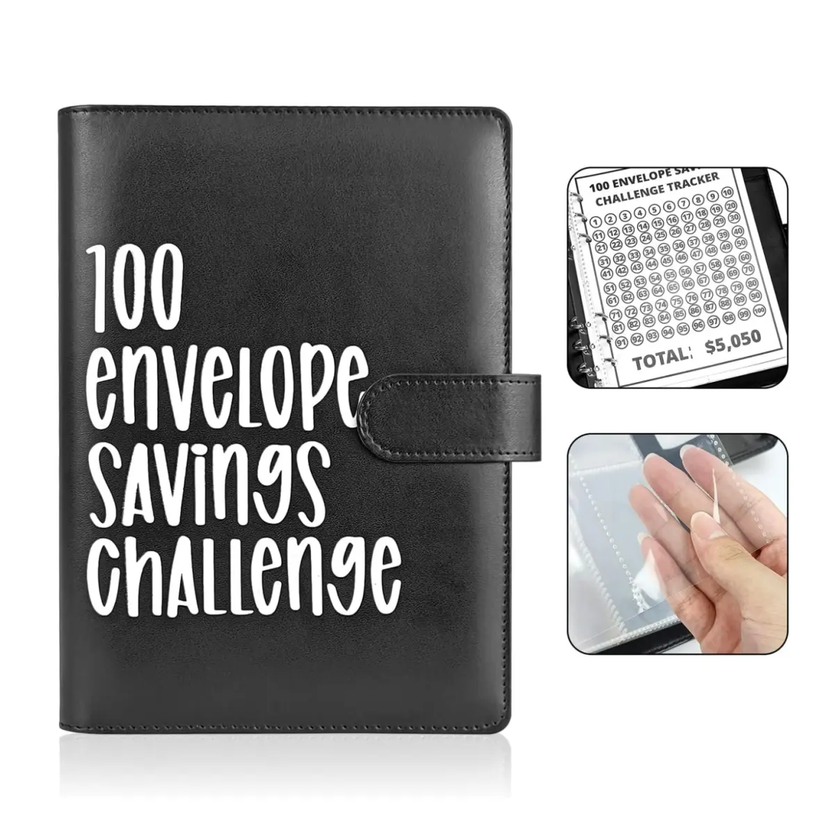 Leather 100 Envelope Challenge Binder - Savings Challenge Planner with 100 Cash Envelopes, Easy and Fun Way to Save for Home, Ideal for Anyone Looking to Manage Budget Creatively