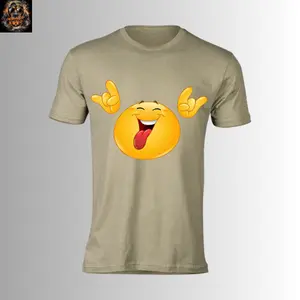 Funny Emoji T-Shirt, Rock Hand Emoji Shirt, Tongue Out Face Tee, Meme Humor Shirt, Funny Gift Idea, Unisex Cotton T-Shirt