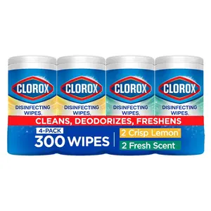 Disinfecting Wipes Value Pack 4-Pack, 300 Wipes, Bleach Free, Cleans 3x Better, Kills 99.9% of Viruses & Bacteria, Safe for Stainless Steel, Kitchen & Household Cleaning