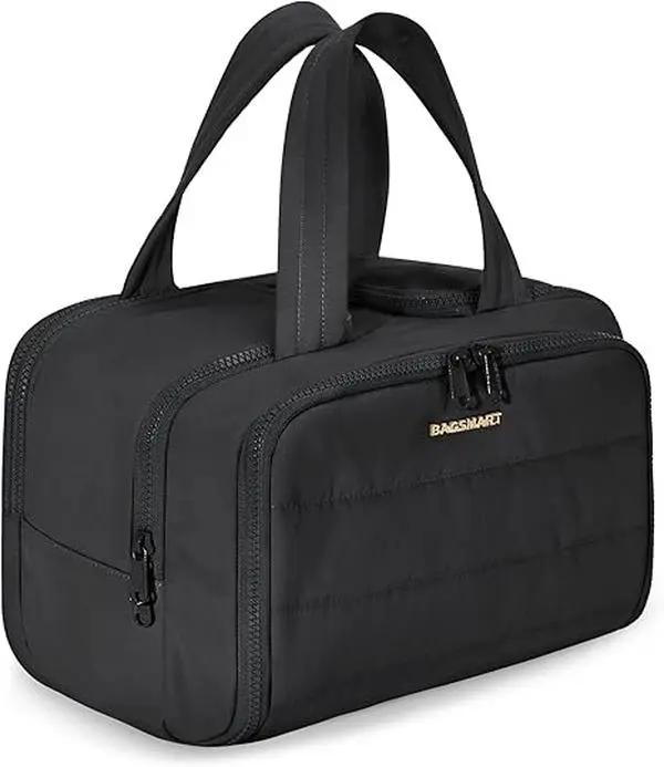 Travel Toiletry Bag for Women, Large Capacity Makeup Organizer, Wide Opening Cosmetic Bag with Handle, Lightweight Travel Essentials Storage