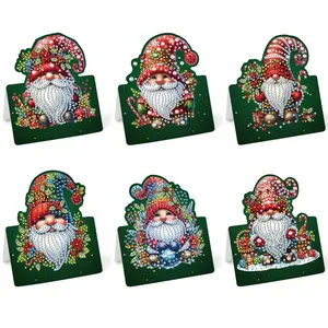 Christmas Dwarf Theme Diamond Painting Greeting Cards Set, Custom Message Card, DIY Unusual Rhinestone Cards, 3D Pop-Up Cards with Envelopes, Unique Holiday Gifts
