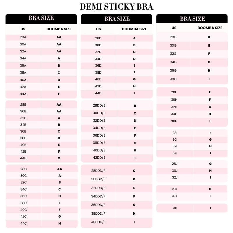 BOOMBA Demi Sticky Adhesive Bra - Patented Sticky Fashion Bra Inserts