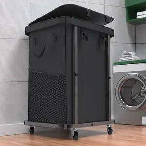 150L Large Rolling Laundry Basket with Wheels, Laundry Hamper with Metal Frame and Removable Bag