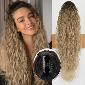 [HolidayHaul]HIUSVO Hair Extension Claw Ponytail 30 Inch Long Curly Pony Tail Clip in Claw Hair Extensions Fluffy Natural Looking Synthetic Hairpiece for Women