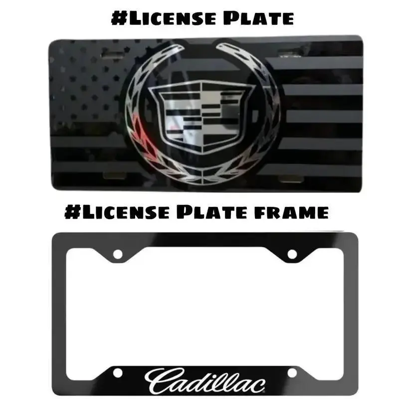 Cadillac License Plate & Frame, 12x6 Aluminum, USA Made,Durable & Easy Install,Car Decor for Women & Men