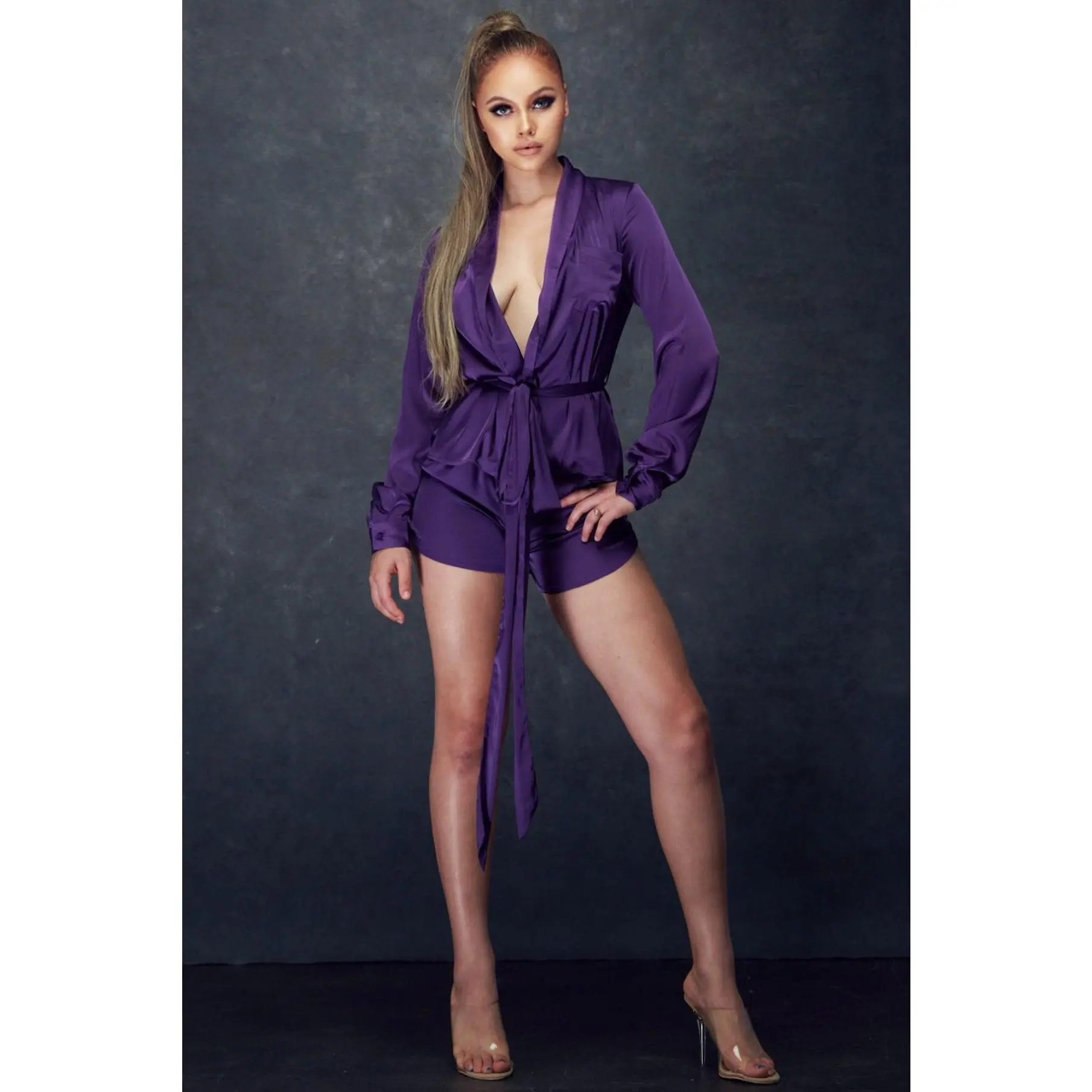 2 Pc Satin Cardigan Set