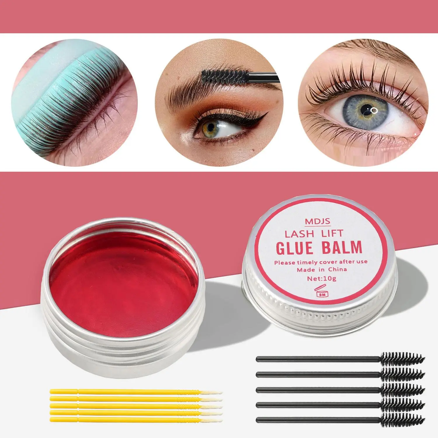 Eyelash Lift Glue Paste Tool Set, Eyelash Perm Kit, Solid Eyelash Lift Glue & Eyelash Lift Rod with Brush, Eyelash Perm Pad Tool Brush All in One, Eyelash Bond, Makeup, Cosmetic, DIY Lash Tools