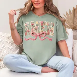 Spring Faux Crochet AMEN T-shirt