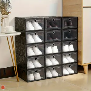 Large transparent shoe box 12/25 removable stacked storage shoe cabinet