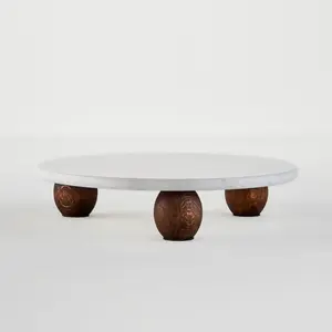 Smooth Marble Pedestal Serving Stand, Home Supplies Organizer, Storage Holder and Rack, Racks