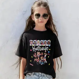 Katseye Women's Band Pattern Shirt, Girls' T-Shirt, Silk Milk T-Shirt, Girls' Clothes, Casual Outdoor Sports Style, Comfortable And Breathable, Skin-Friendly