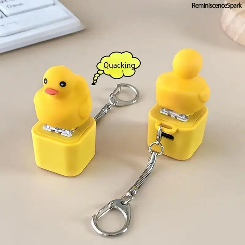 2026 New Cute Portable Spinning Quack Duck Keychain - Type-C Rechargeable Backlit Fidget Toy, 360° Rotation, Real Sounds, Birthday Party Animal Stress Relief Gift (Sports & Outdoor Fan Shop Premier League Accessory)