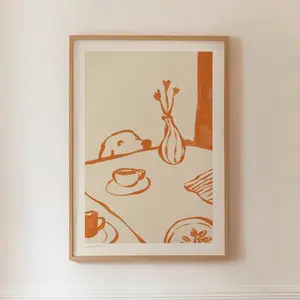 Sneaky Dog Kitchen Print, Abstract Coffee Wall Art, Funny Diner Decor