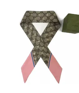 Pre-owned GUCCI Neck Bow GG Bee Silk 100% Twilly Scarf MultiColor