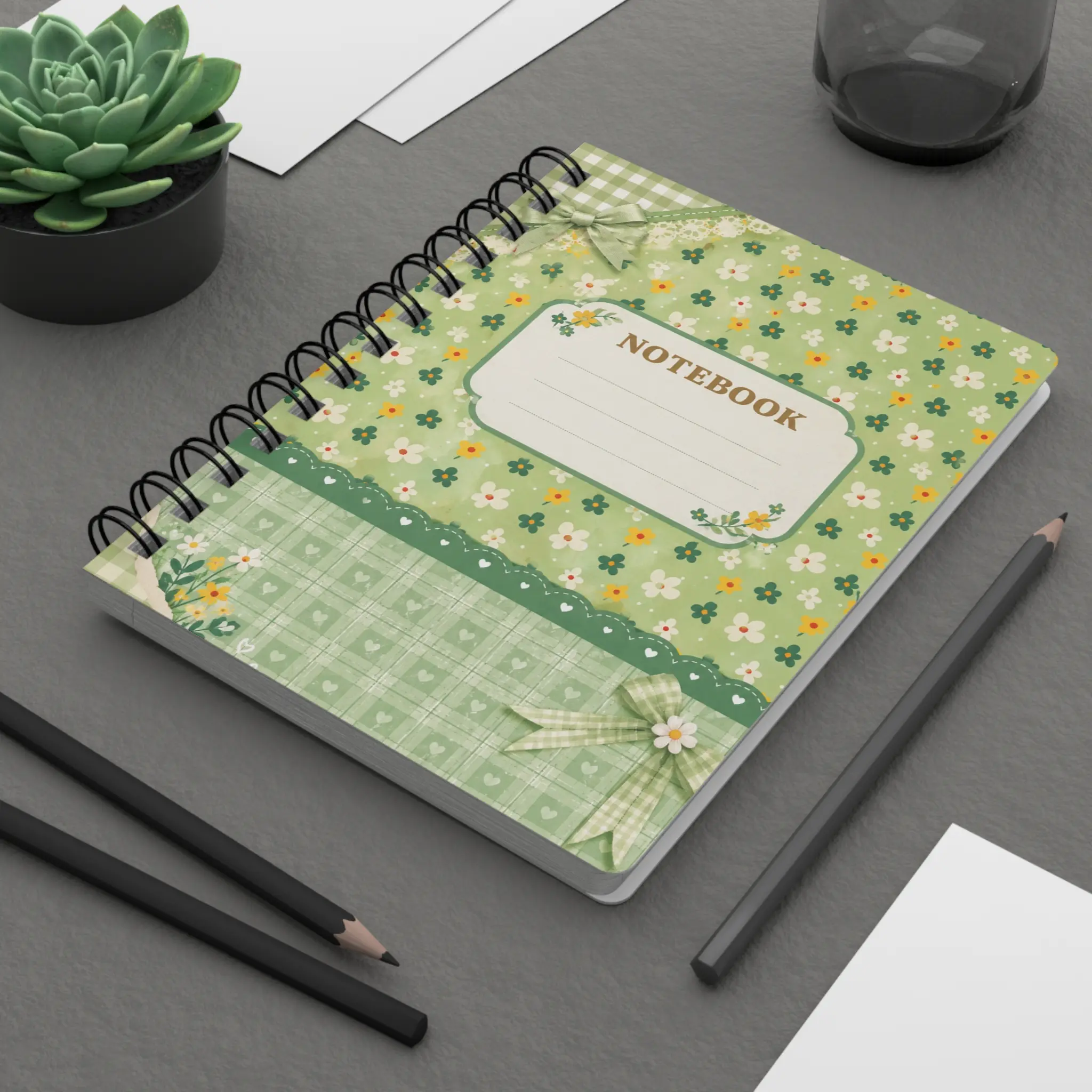 Vintage-Inspired Pastel Strawberry-Daisy Spiral Notebook, Office Stationery Journal for Daily Note-Taking