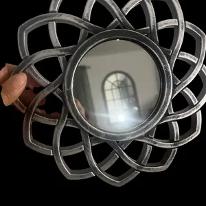 Modern Resin Wall Mirror Decor Set with Flower-Inspired Design Silver Finish Lightweight Easy to Hang for Living Room Bedroom Hallway Entryway Bathroom