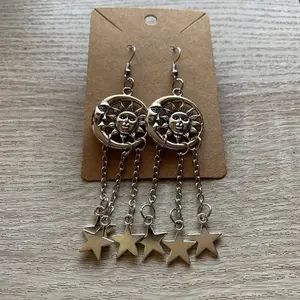 Sun/Moon with Tangle Stars Earrings - Elegant Design for Everyday Wear