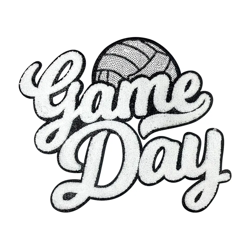 CY Iron On Chenille Patches Game Day Embroidered Applique Volleyball Large DIY Accessories Fashion Decoration for Clothes Bags Jackets Backpacks