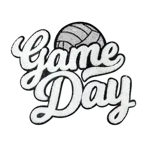 CY Iron On Chenille Patches Game Day Embroidered Applique Volleyball Large DIY Accessories Fashion Decoration for Clothes Bags Jackets Backpacks