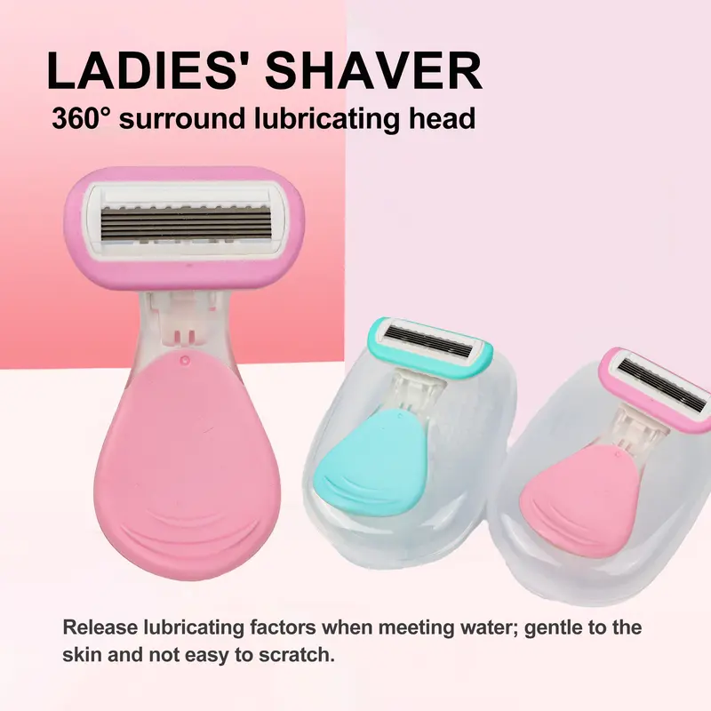 Women's 2-Count Travel Set Cartridge Razors - Premium 6-Blade Tech, 60° Contour-Hugging Blade, Non-Stick Shave, Sensitive Skin-Friendly, Advanced Coating, Portable Compact Shaver, Facial Hair Removal, Rustproof Storage, Party Bag Gift Essential
