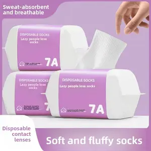 Disposable Unisex No-Wash Long and Short Tube Portable Lazy Outdoor Socks Regular Cotton Socks