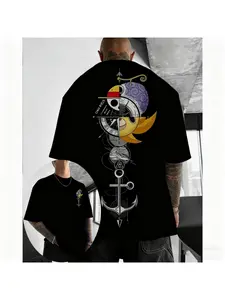One Piece Men's T-shirt Monkey D. Luffy Summer Anime Boys Retro Loose Parent Child Wear for All Seasons