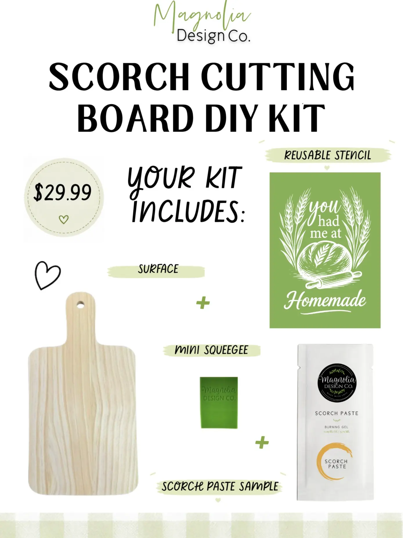You Had Me Scorch Paste Reusable Stencil Kit, Magnolia Design Co. | DIY Kit Scorch Cutting Board