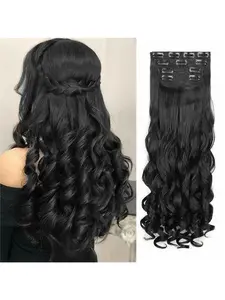 Four-Piece Hair Extensions Clips Set, Roman Four-Piece Curly Hair Extensions, Natural Realistic Princess Curl Wig, Suitable for Daily Wear