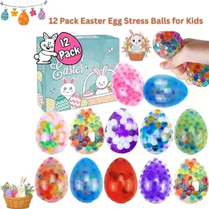 12 Pack Easter Egg Stress Balls – Squishy Squeeze Toys for Kids & Adults, Easter Basket Stuffers, Egg Fillers, Egg Hunt Prizes & Party Favors