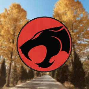 Thunder Cat Classic Logo Sticker, Windshield Sticker - Made of stainless steel, self-adhesive, irregularly shaped, single use, suitable for plastic surfaces, with red and black designs