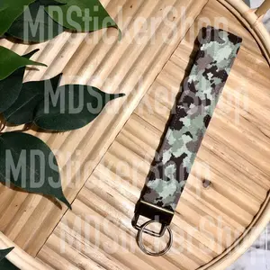 Camo Print Fabric Keychain,  Key Fob