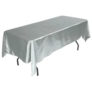 Tektrum Rectangular Silky Satin Tablecloth - Premium Fabric - Best for Wedding Party Banquet Events Restaurant Kitchen Dining Decoration - Silver Color