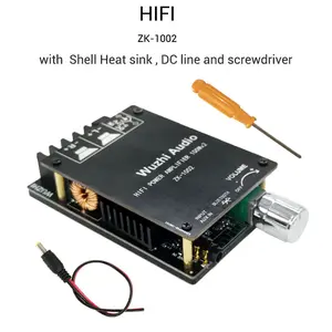 WUZHI AUDIO ZK-1002 HIFI 2.0 Stereo Amplifier Board with Bluetooth 5.0, TPA3116D2 Chip, 100W+100W Output, Plug & Cable Compatibility, Overload Protection, Durable Build