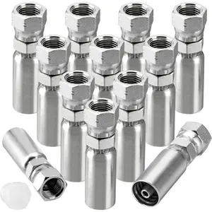 12 Pack 1/4" Hydraulic Hose Fittings, 1/4" I.D. Hose x 3/8" JIC 37 °   Female with Protection Cover Hydraulic Hose End Swivel Crimp Fitting Kits