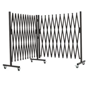 GYMTIME Metal Expandable Barricade, 0-180 Degree Rotating, Portable Safety Barrier with Casters, Mobile Folding Scissor Gate, 23.6 Feet, Aluminum Retractable Fence, Indoors Outdoors