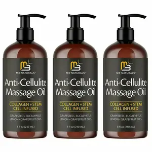 3PCS M3 Naturals Cellulite Massage Oil 8oz-Smooth the Appearance of Cellulite EI-Body Care & Skin Care Massage Oil Topical Collagen and Plant Stem CellBody Oil to Restore Texture and Elasticity-Soothing Body Oil