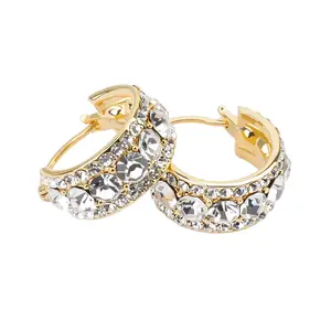 MEIITRUE 14K Gold Plated Zirconia Hoop Earrings for Women, Hypoallergenic Lightweight C-Shaped Earrings, Trendy Jewelry Gift
