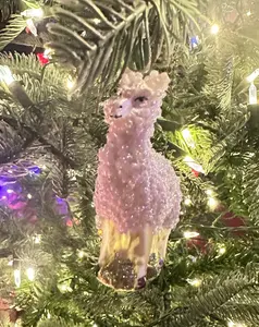 DOLLY LLAMA  - glass beaded christmas ornament