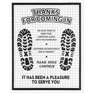 100 count White Paper Floor Mats for , 16x20 Disposable Auto Floor Pads Made of  Paper,  Thank You  Mats for  Detailing, Dealership, Automotive Supplies